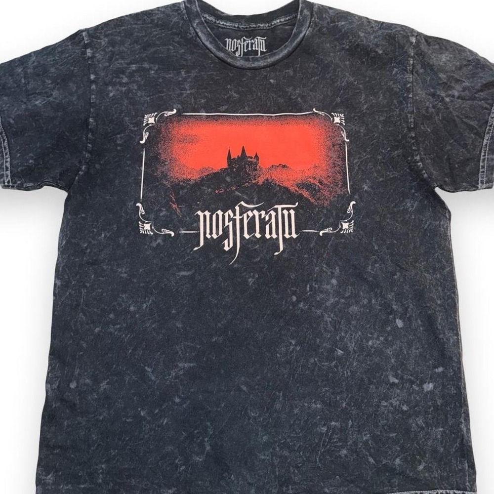 Nosferatu black mineral wash graphic T-shirt, size Large